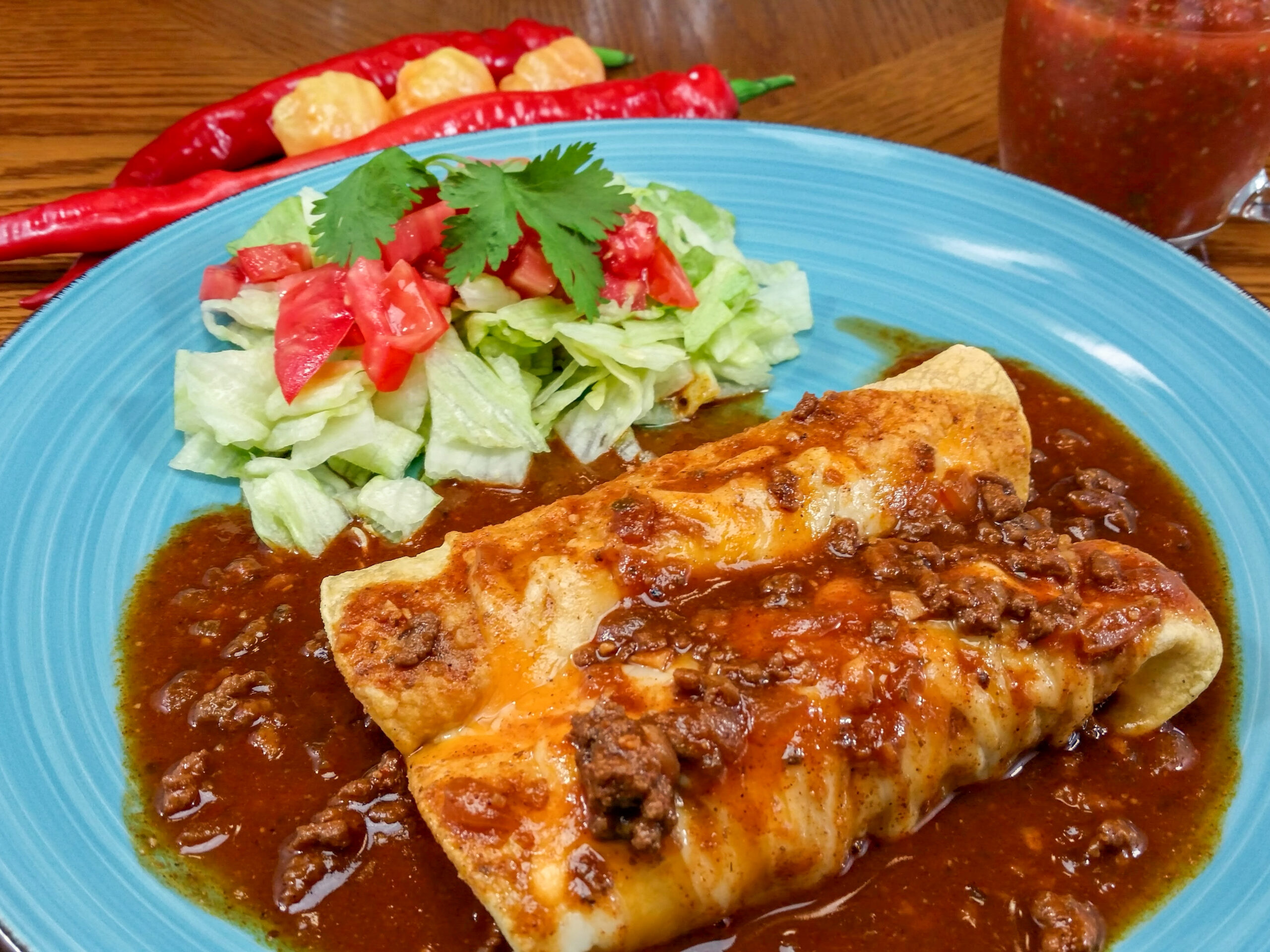 Chili Gravy with Beef Enchiladas Recipe