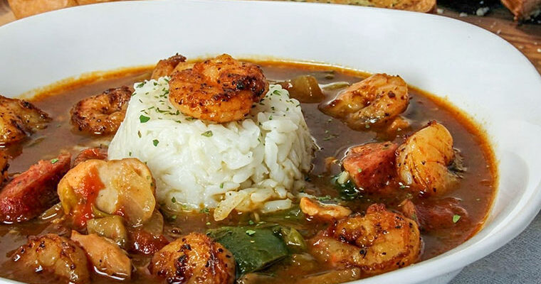 Chicken and Sausage Gumbo with Blackened Shrimp Recipe